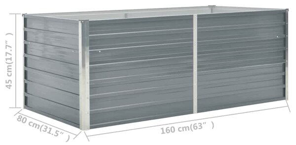 VidaXL Ζαρντινιέρα Ψηλή Γκρι 160 x 80 x 45 εκ. Γαλβανισμένος Χάλυβας