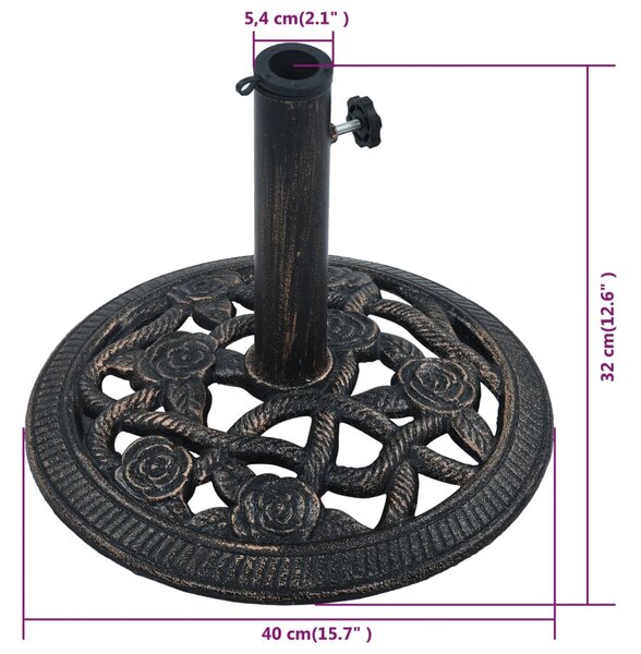 VidaXL Βάση Ομπρέλας Μαύρη / Μπρονζέ 9 κ. 40 εκ. από Χυτοσίδηρο