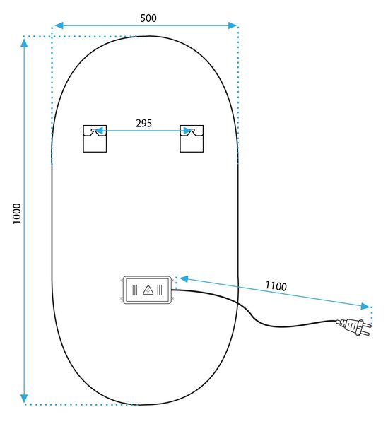 ΚΑΘΡΕΦΤΗΣ ΤΟΙΧΟΥ LED OVL 50x100cm Μαύρος