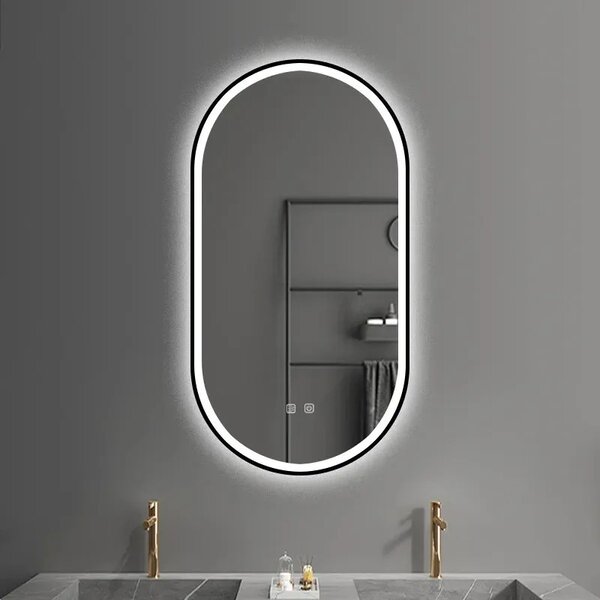 ΚΑΘΡΕΦΤΗΣ ΤΟΙΧΟΥ LED OVL 50x100cm Μαύρος