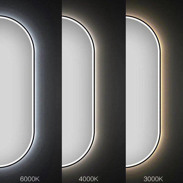 ΚΑΘΡΕΦΤΗΣ ΤΟΙΧΟΥ LED OVL 50x100cm Μαύρος