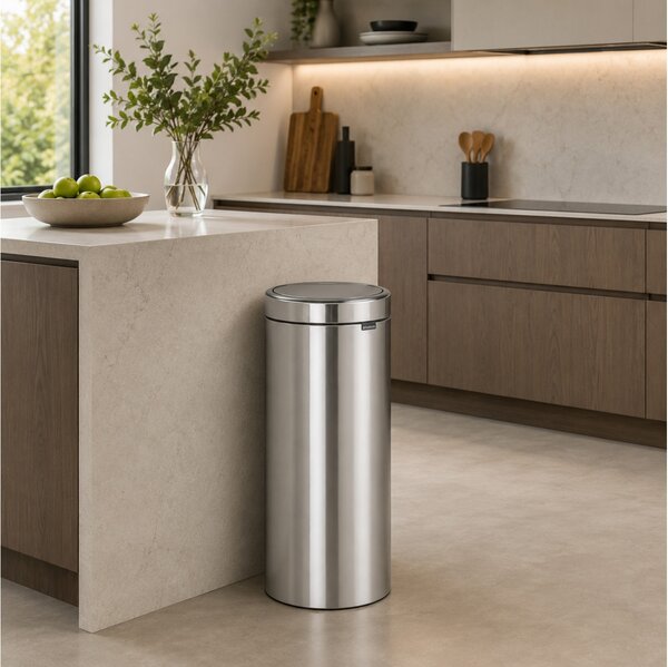 Καλάθι απορριμμάτων Touch Bin Brabantia με σύστημα αφής, χωρητικότητα 30L και διαστάσεις 31.8x29.5x70.5cm - Matt Steel
