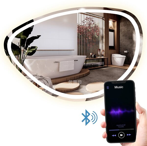 ΚΑΘΡΕΦΤΗΣ ΤΟΙΧΟΥ LED ΜΕ ΛΕΙΤΟΥΡΓΙΑ BLUETOOTH 70x100cm ΟΜΙΧΛΗ