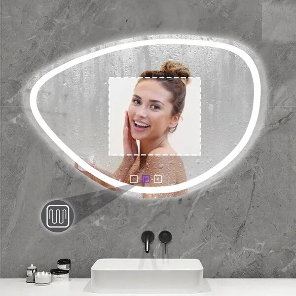 ΚΑΘΡΕΦΤΗΣ ΤΟΙΧΟΥ LED ΜΕ ΛΕΙΤΟΥΡΓΙΑ BLUETOOTH 70x100cm ΟΜΙΧΛΗ