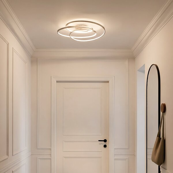Lindby LED φωτιστικό οροφής Joline, Ø 60 cm, νικελί χρώμα, μέταλλο, ρυθμιζόμενος, Μεταλλικό, Σαλόνι / τραπεζαρία, Μέταλλο, σύγχρονο