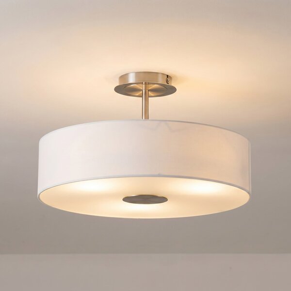 Lindby Φωτιστικό οροφής Josia, λευκό, ύφασμα, Ø 47 cm, E27, ρυθμιζόμενος, Λευκό, Διάδρομος, Ύφασμα / Κλωστοϋφαντουργία, σύγχρονο
