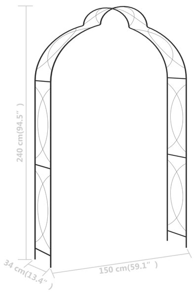 VidaXL Αψίδα Κήπου Μαύρη 150 x 34 x 240 εκ. Σιδερένια