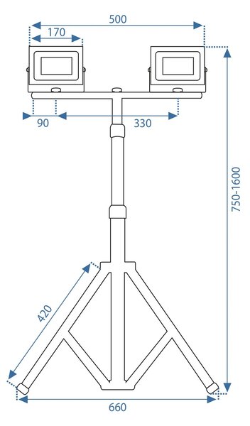 Halogen LED budowlany na statywie RSL005-2x50N