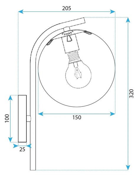 Φωτιστικό τοίχου G103-1W BLACK
