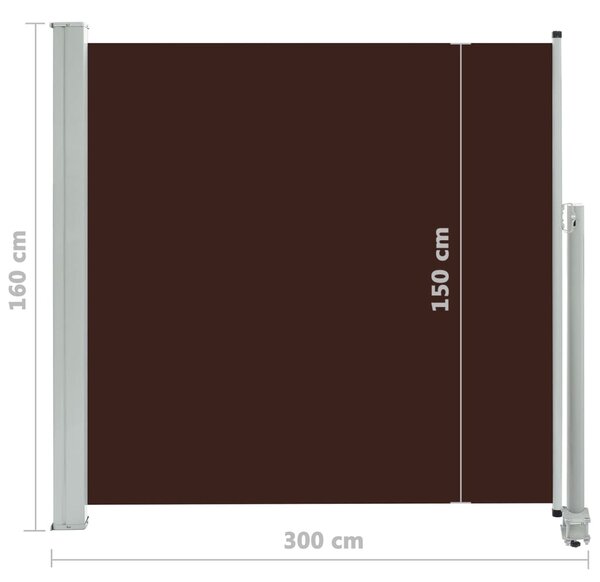 VidaXL Σκίαστρο Πλαϊνό Συρόμενο Βεράντας Καφέ 160 x 300 εκ