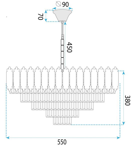 Κρεμαστό φωτιστικό με κρύσταλλα G049-CP 60CM