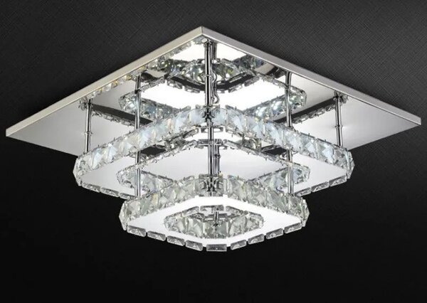 Κρυστάλλινο Φωτιστικό Οροφής Plafon LED 24W Τετράγωνο APP410-C