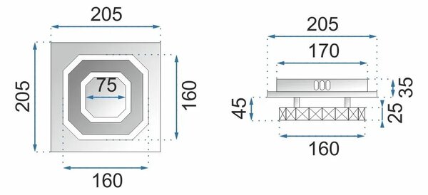 Κρυστάλλινο τετράγωνο φωτιστικό οροφής Glamour Plafond 8W APP406-C-C APP406-C