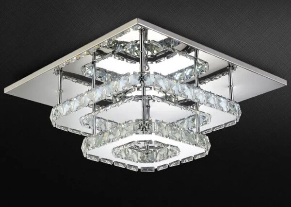Κρυστάλλινο Φωτιστικό Οροφής Plafon LED 24W Τετράγωνο APP410-C