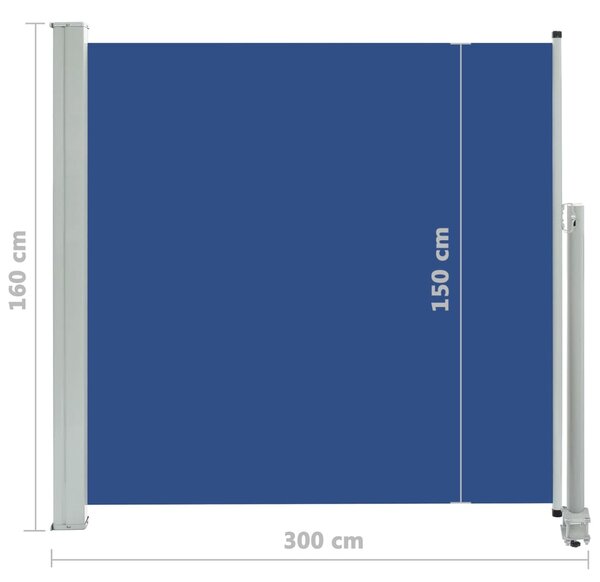 VidaXL Σκίαστρο Πλαϊνό Συρόμενο Βεράντας Μπλε 160 x 300 εκ