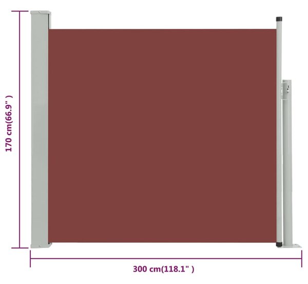 VidaXL Σκίαστρο Πλαϊνό Συρόμενο Βεράντας Καφέ 170 x 300 εκ