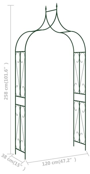 VidaXL Αψίδα Κήπου Σκούρο Πράσινο 120 x 38 x 258 εκ. Σιδερένια