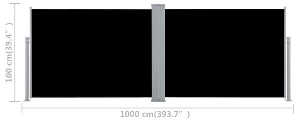 VidaXL Σκίαστρο Πλαϊνό Συρόμενο Μαύρο 100 x 1000 εκ