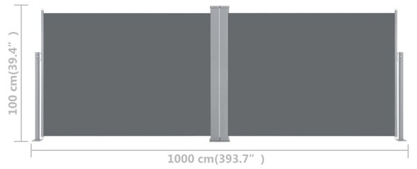 VidaXL Σκίαστρο Πλαϊνό Συρόμενο Ανθρακί 100 x 1000 εκ