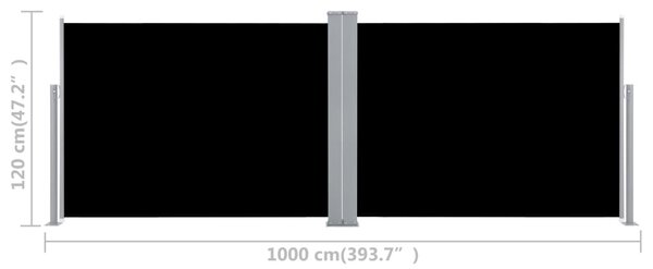 VidaXL Σκίαστρο Πλαϊνό Συρόμενο Μαύρο 120 x 1000 εκ