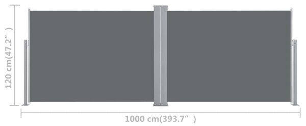 VidaXL Σκίαστρο Πλαϊνό Συρόμενο Ανθρακί 120 x 1000 εκ