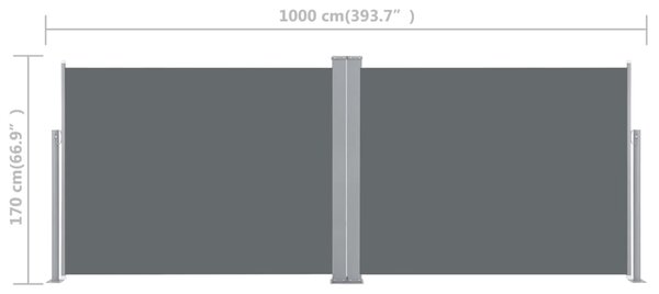 VidaXL Σκίαστρο Πλαϊνό Συρόμενο Ανθρακί 170 x 1000 εκ