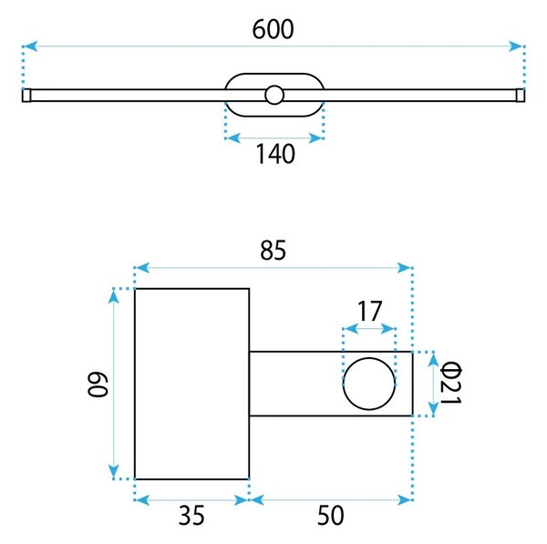Επιτοίχο φωτιστικό μπάνιου LED APP1893-1W 60 cm BRUSH GOLD