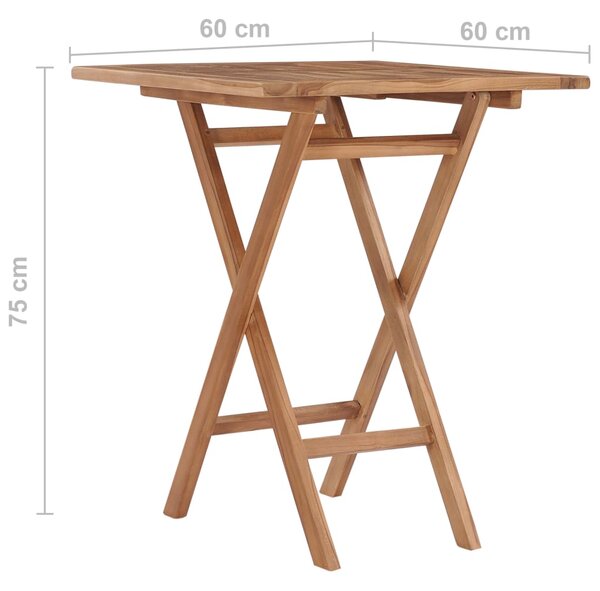 VidaXL Τραπέζι Κήπου Πτυσσόμενο 60 x 60 x 75 εκ. από Μασίφ Ξύλο Teak