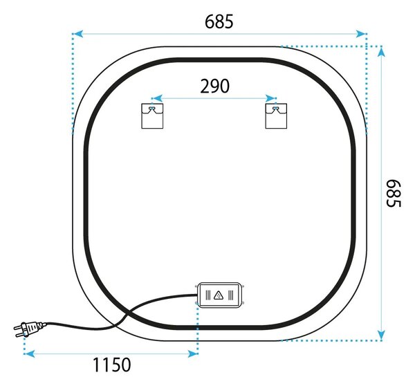 ΚΑΘΡΕΦΤΗΣ ΤΟΙΧΟΥ LED 70x70cm TOP