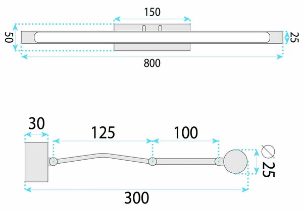 Επιτοίχο φωτιστικό μπάνιου LED SWE027-1W 80cm Black