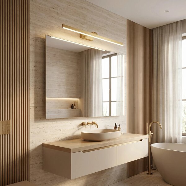 Επιτοίχο φωτιστικό μπάνιου LED SWE009-1W 73cm BRUSH GOLD