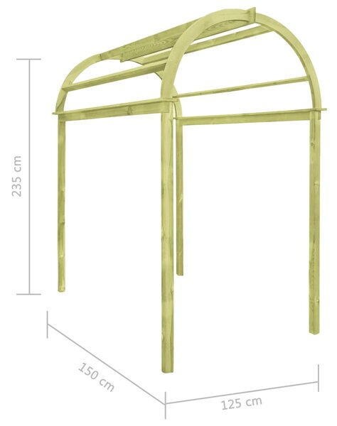 VidaXL Καφασωτό Αψίδα 125 x 150 x 235 εκ. από Εμποτισμένο Ξύλο Πεύκου