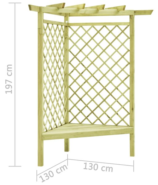 VidaXL Πέργκολα Γωνιακή με Κάθισμα 130x130x197 εκ. Εμποτ. Ξύλο Πεύκου