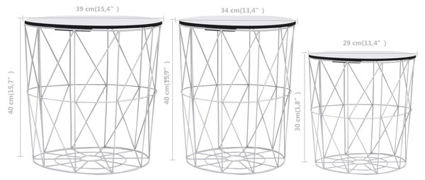 VidaXL Τραπεζάκια Σαλονιού 3 τεμ. Λευκά