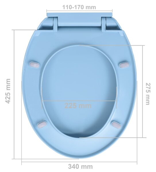 VidaXL Κάλυμμα Λεκάνης με Soft Close &amp; Quick Release Οβάλ Μπλε