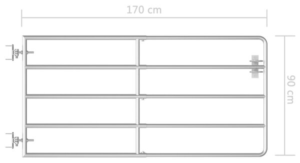 VidaXL Πόρτα Αγροκτήματος με 5 Μπάρες Ασημί (95-170)x90 εκ. Ατσάλινη