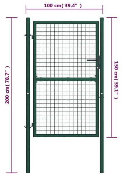 VidaXL Πόρτα Περίφραξης Πράσινη 100 x 150 εκ. Ατσάλινη