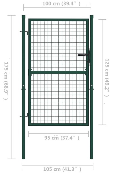 VidaXL Πόρτα Περίφραξης Πράσινη 100 x 125 εκ. Ατσάλινη