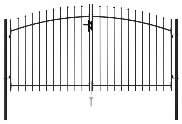 VidaXL Καγκελόπορτα Διπλή με Ακίδες Μαύρη 3 x 1,5 μ. Ατσάλινη