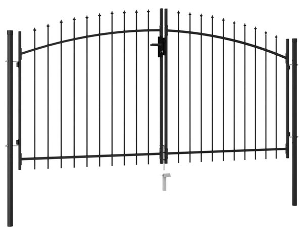 VidaXL Καγκελόπορτα Διπλή με Ακίδες Μαύρη 3 x 1,5 μ. Ατσάλινη