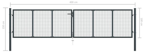 VidaXL Πόρτα Περίφραξης με Πλέγμα Γκρι 400 x 150 εκ. Γαλβαν. Χάλυβας