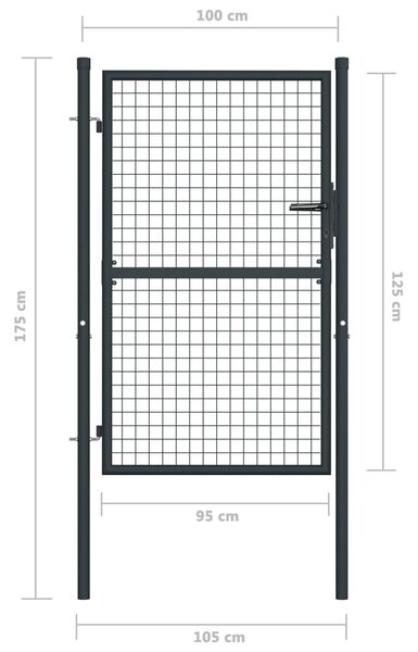 VidaXL Πόρτα Περίφραξης με Πλέγμα Γκρι 100 x 175 εκ. Γαλβαν. Χάλυβας