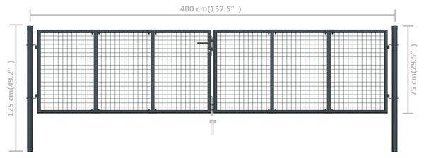 VidaXL Πόρτα Περίφραξης με Πλέγμα Γκρι 400 x 125 εκ. Γαλβαν. Χάλυβας