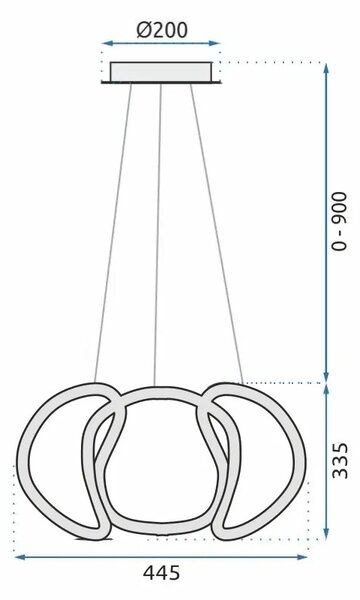 Μοντέρνο κρεμαστό φωτιστικό οροφής LED + APP386-CP REMOTE Gold