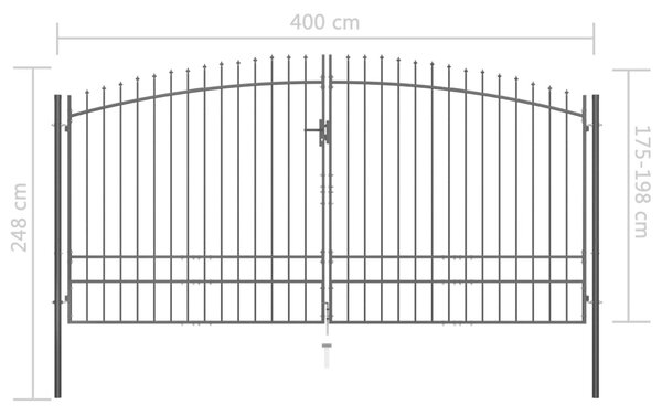 VidaXL Πόρτα Περίφραξης Διπλή με Λόγχες 400 x 248 εκ