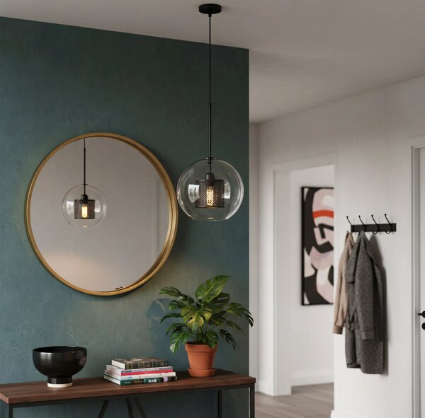 Γυάλινο κρεμαστό φωτιστικό Loft APP557-1CP 20cm μαύρο