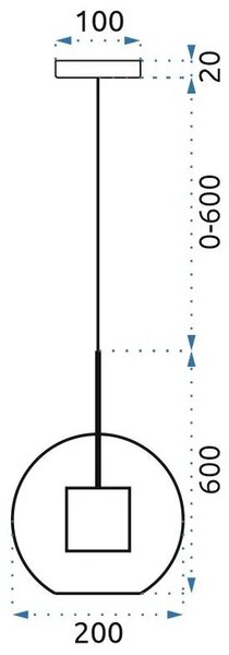 Γυάλινο κρεμαστό φωτιστικό Loft APP557-1CP 20cm μαύρο