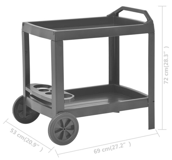 VidaXL Τρόλεϊ Μπαρ Ανθρακί 69 x 53 x 72 εκ. Πλαστικό