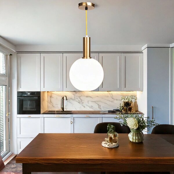 Κρεμαστό φωτιστικό Milk Glass Ball APP666-1CP Gold