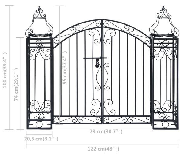VidaXL Πύλη Κήπου Διακοσμητική 122 x 20,5 x 100 εκ. Σφυρήλατος Σίδηρος